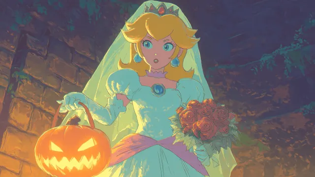 Super Mario Princess Peach Spooky Halloween Gif wallpaper on Pixipics