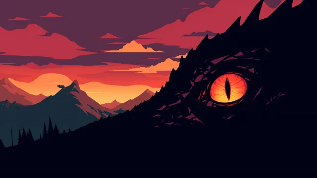 The Hobbit Smaug Glowing Eye Sunset wallpaper on Pixipics