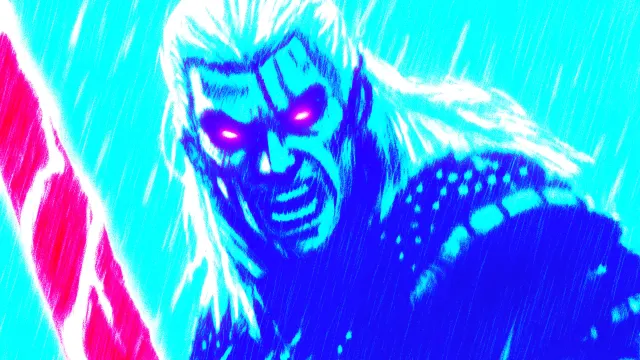 The Witcher Geralt Cyberpunk Neon Glow wallpaper on Pixipics
