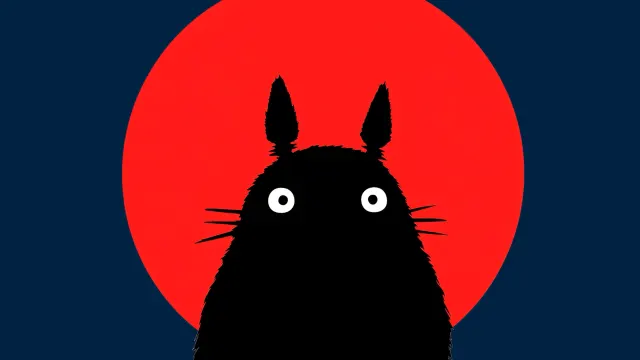 Totoro Red Moon Silhouette Gif wallpaper on Pixipics