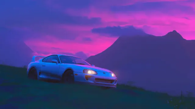 Toyota Supra Mk4 Vaporwave Sunset Gif wallpaper on Pixipics