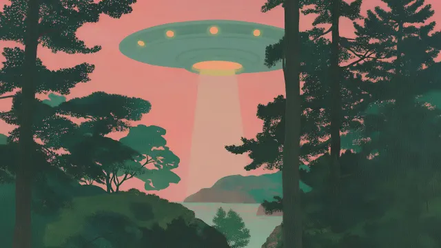Ufon Landing In Forest wallpaper on Pixipics