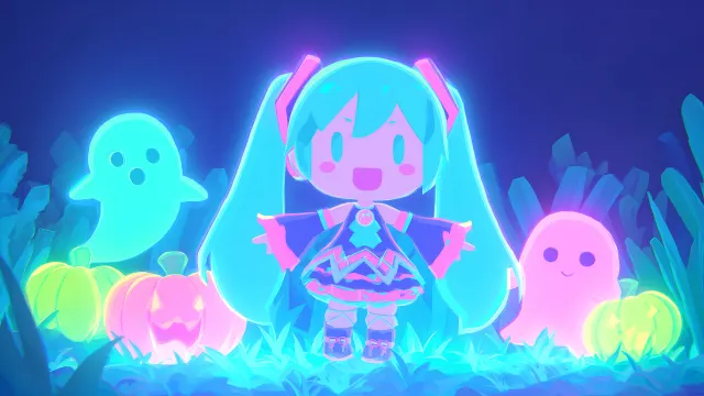 Vocaloid Hatsune Miku Chibi Halloween Ghosts wallpaper on Pixipics