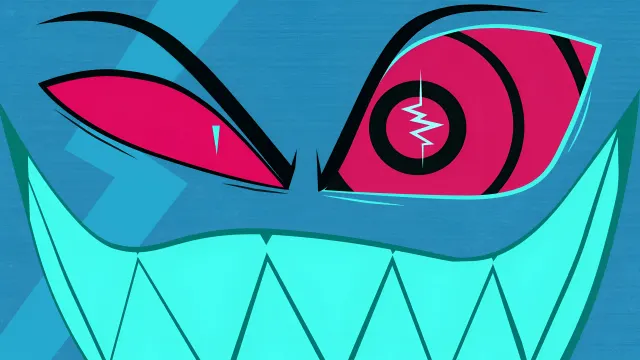 Vox Hazbin Hotel Angry Red Eye And Cyan Grin wallpaper on Pixipics