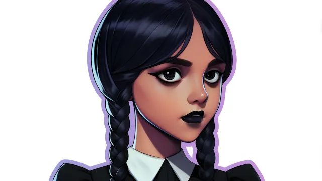Wednesday Addams Cartoon Portrait wallpaper on Pixipics