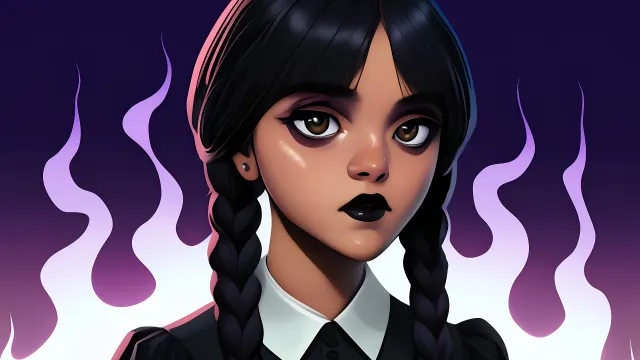 Wednesday Addams Sticker Clipart Braids Dark Style White wallpaper on Pixipics