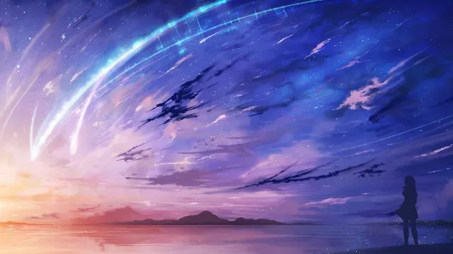 Your Name Komet Taki And Mitsuha Looking At The Sky wallpaper on Pixipics