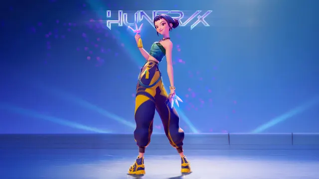 Zoey Huntrix Blue Stage Dance Pose wallpaper on Pixipics