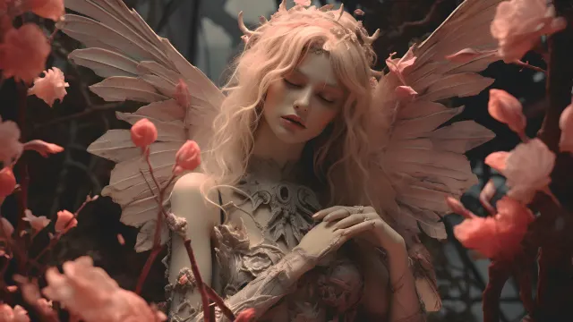 Aesthetic Angelcore Girl Flowers wallpaper on Pixipics