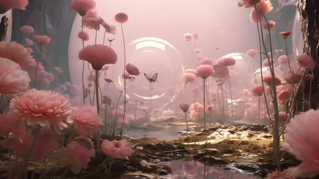 Aesthetic Dreamcore Flowers Butterfly wallpaper from Pixipics