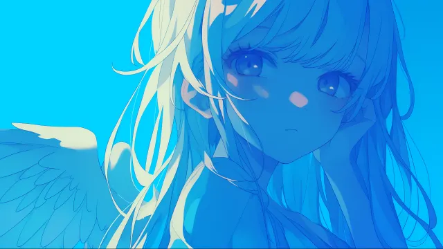 Angelcore Aesthetic Blue Anime Girl wallpaper from Pixipics