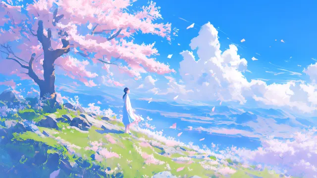Anime Girl Beautiful Landscape wallpaper on Pixipics