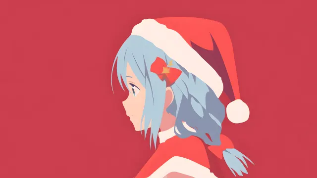 Anime Girl In Christmas Hat Red wallpaper on Pixipics