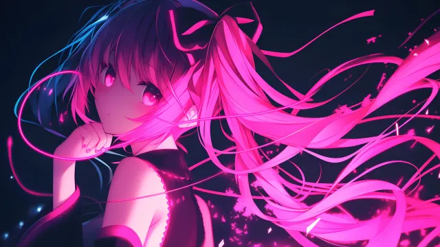 Anime Neon Glow Girl wallpaper on Pixipics