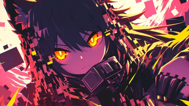 Anime Style Cat Girl Pixelated World wallpaper on Pixipics