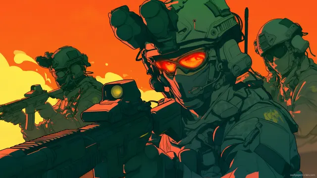 Black Ops 6 Soldier Red Glow wallpaper on Pixipics