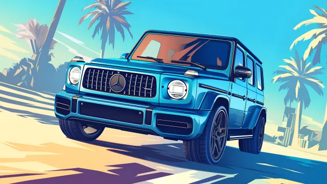 Blue Mercedes Amg G63 Palms wallpaper on Pixipics