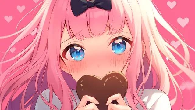 Chika Fujiwara Holding Heart wallpaper on Pixipics