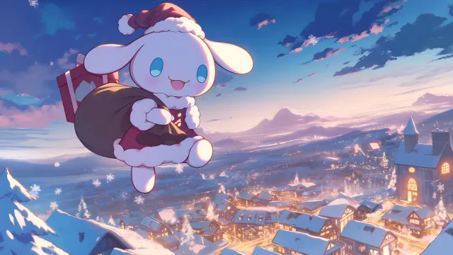 Cinnamoroll Snowy Sky Christmas Magic wallpaper on Pixipics