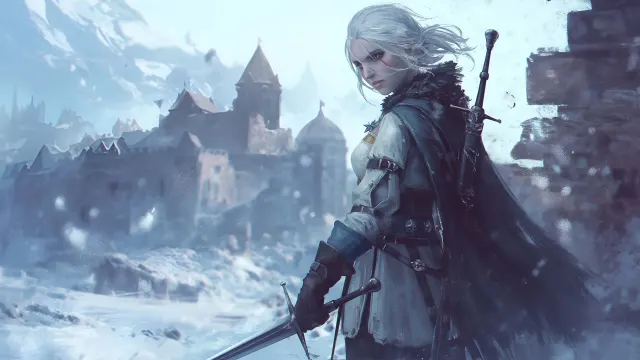 Ciri Witcher Snow Castle wallpaper on Pixipics