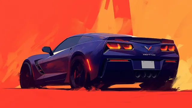 Corvette Rear View Sunset Drive wallpaper from Pixipics