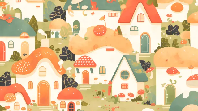 Cottagecore Houses Pattern wallpaper from Pixipics