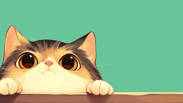 Cute Cat Peeking Over Edge wallpaper on Pixipics