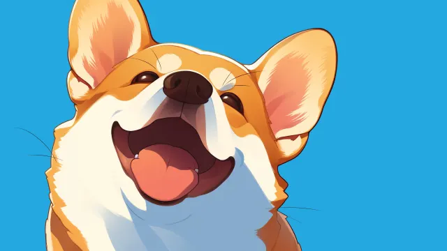 Cute Corgi Dog Smiling Blue wallpaper from Pixipics