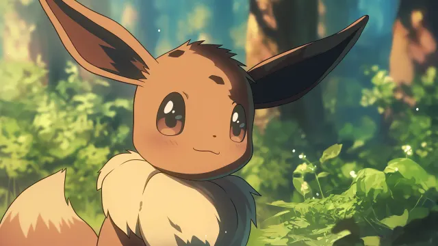 Cute Eevee Surrounded By Nature wallpaper on Pixipics