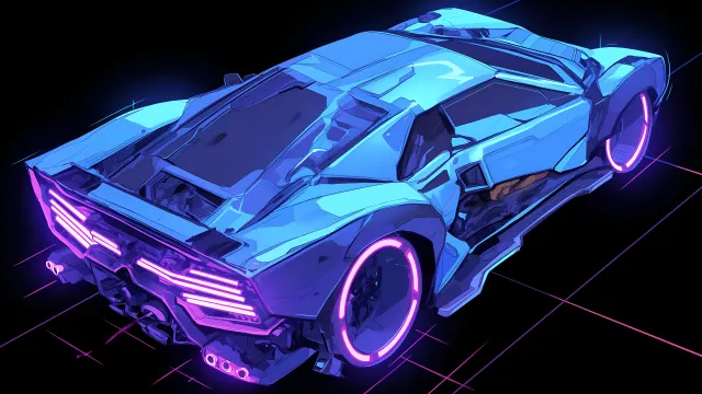 Cyberpunk Car Rear View wallpaper on Pixipics