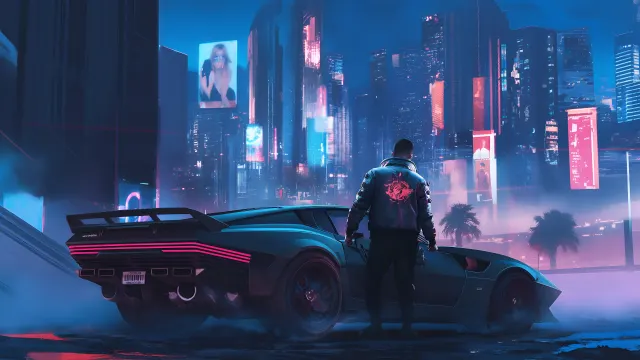 Cyberpunk Night City And Car wallpaper on Pixipics