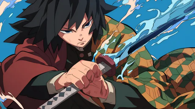 Demon Slayer Giyu Tomioka Epic Battle wallpaper on Pixipics