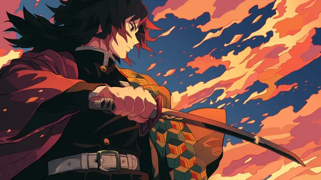Demon Slayer Giyu Tomioka With Katana wallpaper on Pixipics