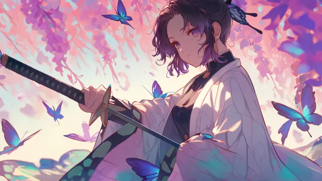 Demon Slayer Shinobu Kochos Butterfly Garden wallpaper on Pixipics