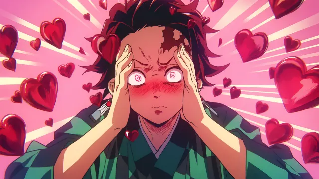 Demon Slayer Tanjiro Kamado Love Hearts wallpaper on Pixipics