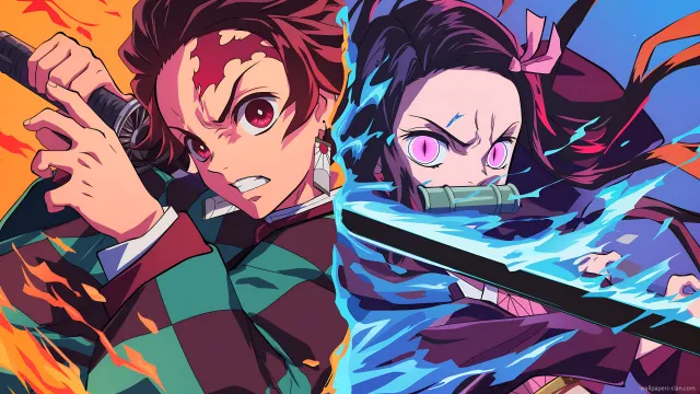 Demon Slayer Tanjiro Nezuko Action wallpaper on Pixipics