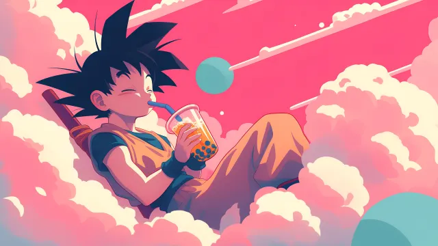 Dragon Ball Goku Boba Tea Cloud Ride wallpaper on Pixipics