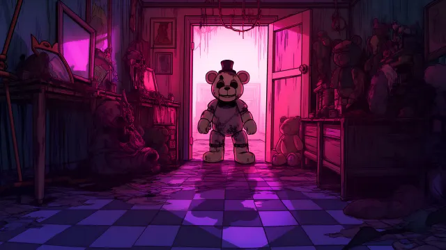 Fnaf Horror Teddy In Doorway wallpaper from Pixipics