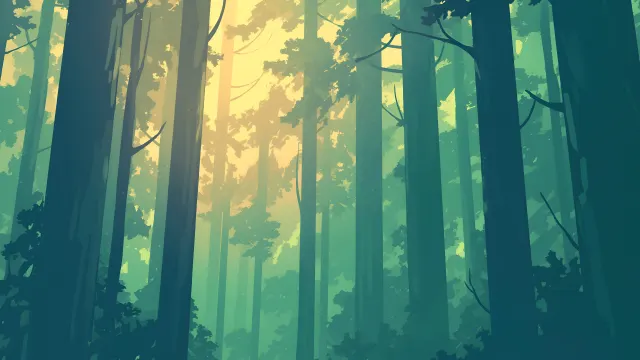 Forest Mystical Green Light wallpaper on Pixipics