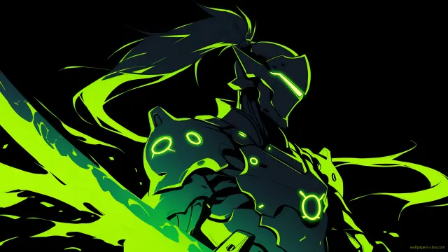 Genji Green Flames Overwatch wallpaper on Pixipics