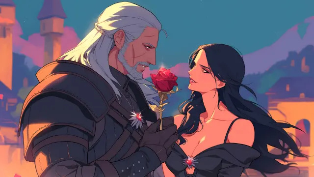 Geralt And Yennefer Rose Romance Valentines wallpaper on Pixipics