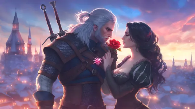 Geralt And Yennefer Valentines Romantic wallpaper on Pixipics