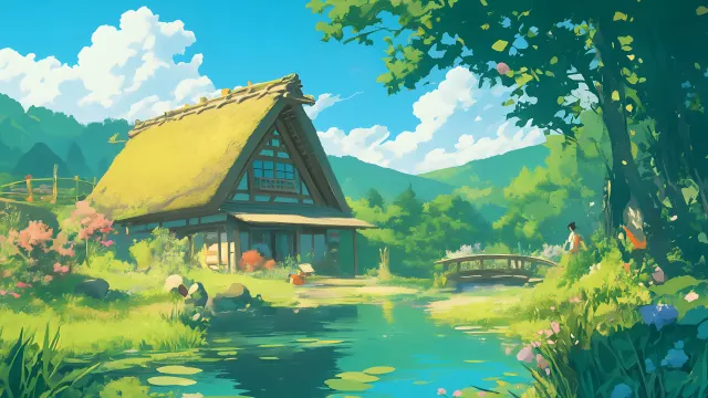 Ghibli Cottage In Nature wallpaper from Pixipics