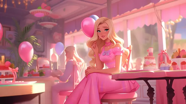 Girl In Pink Dress With Balloons wallpaper on Pixipics