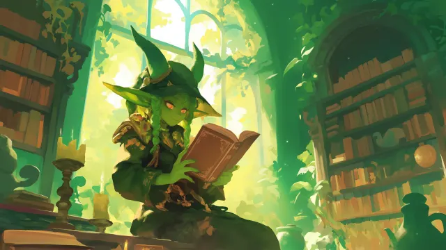 Goblincore Library Reading Spellbook wallpaper from Pixipics