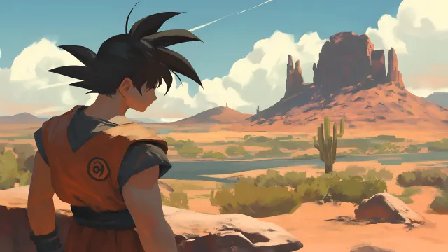 Goku Desert Scene wallpaper on Pixipics