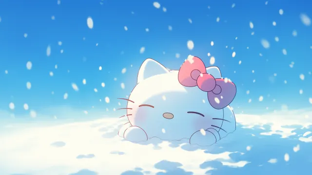 Hello Kitty Playing In The Snow wallpaper on Pixipics
