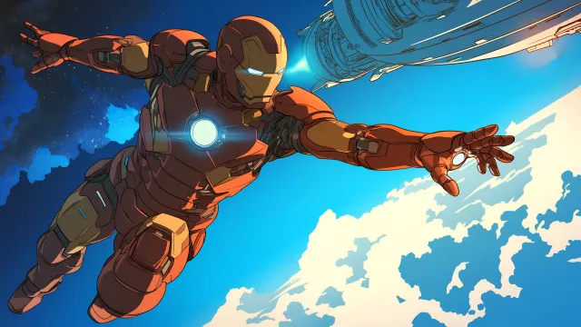Iron Man Space Flight Scene wallpaper on Pixipics