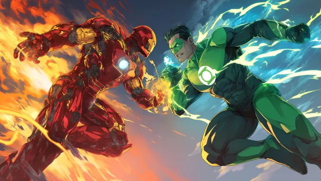 Iron Man Vs Green Lantern Fight wallpaper on Pixipics