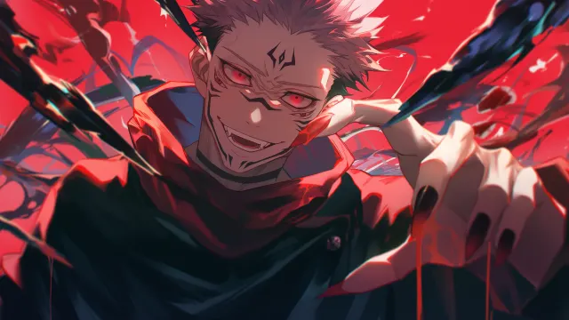 Jjk Yuji Itadori Curse Red Black Horror wallpaper from Pixipics